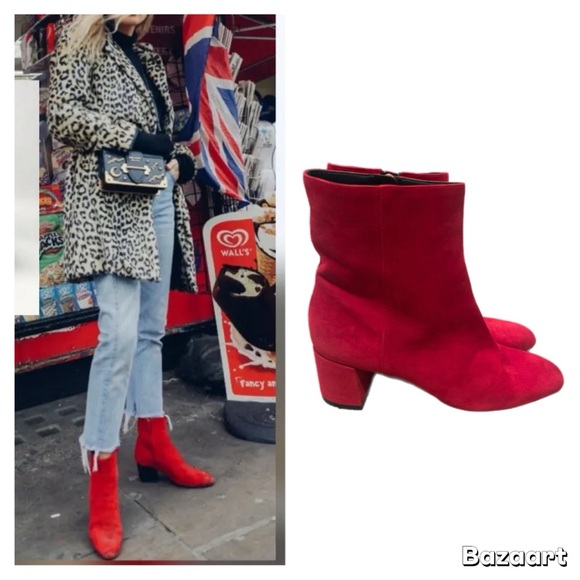 M. Gemi Red Suede Boots SIZE:39.5